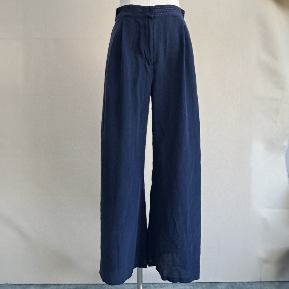 Johnny Was Women's Size XS Boho Wide Leg Silk Palazzo Pants Sapphire Blue Flowy - Picture 11 of 12